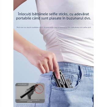 Dream Ship Stativ selfie din aliaj de aluminiu, cu iluminare încorporată și telecomandă Bluetooth – Portabil, tip podea cu patru picioare