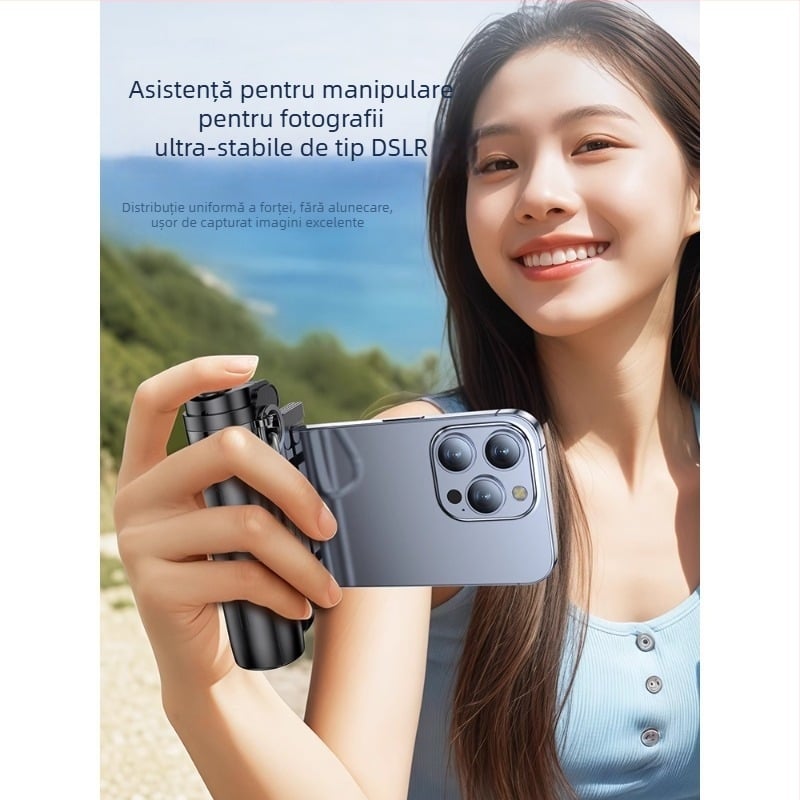 Dream Ship Stativ selfie din aliaj de aluminiu, cu iluminare încorporată și telecomandă Bluetooth – Portabil, tip podea cu patru picioare