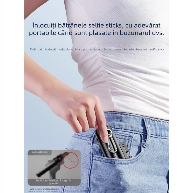 Dream Ship Stativ selfie din aliaj de aluminiu, cu iluminare încorporată și telecomandă Bluetooth – Portabil, tip podea cu patru picioare