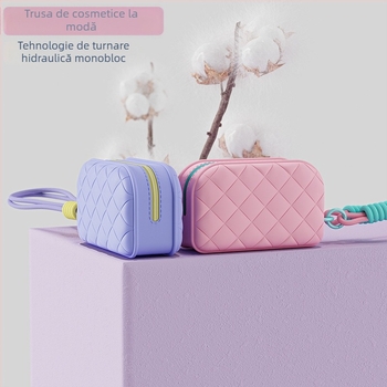 NH619 Geantă de machiaj, închidere din silicon și fermoar din nylon, capacitate mare, multifuncțională, pentru călătorii