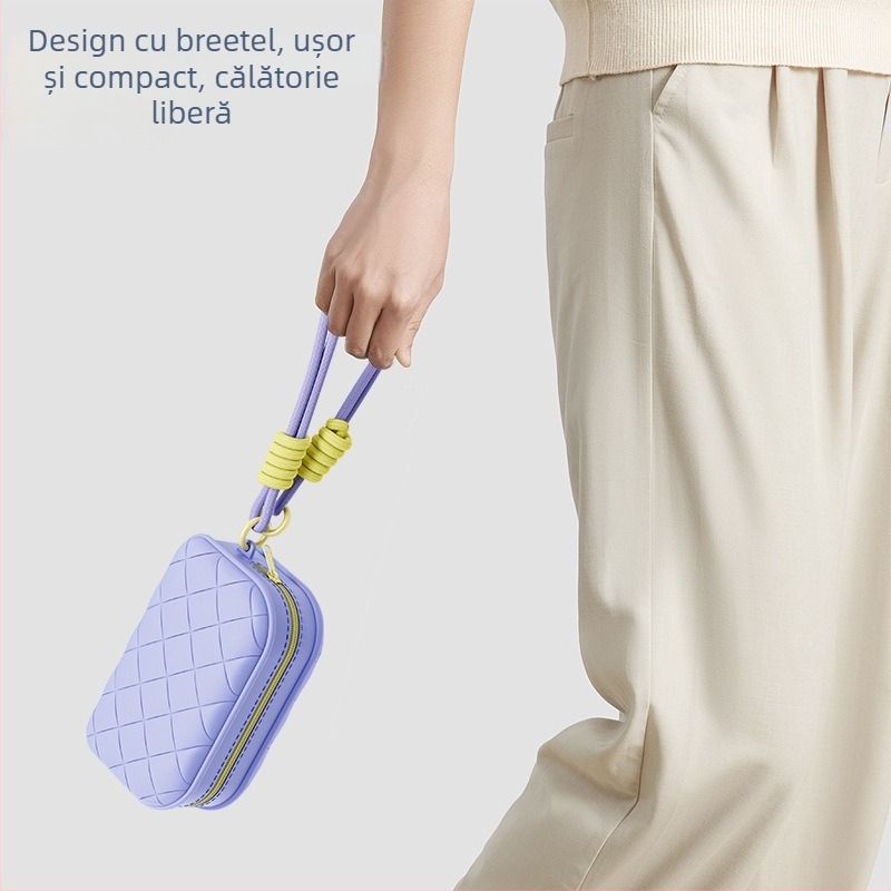 NH619 Geantă de machiaj, închidere din silicon și fermoar din nylon, capacitate mare, multifuncțională, pentru călătorii