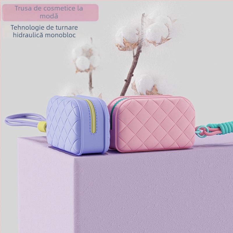 NH619 Geantă de machiaj, închidere din silicon și fermoar din nylon, capacitate mare, multifuncțională, pentru călătorii