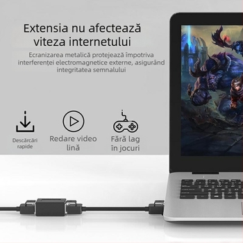 Conector RJ45 rețea R-101 – cupru, lungime 0,3 m, cap dual, viteză înaltă, OEM disponibil