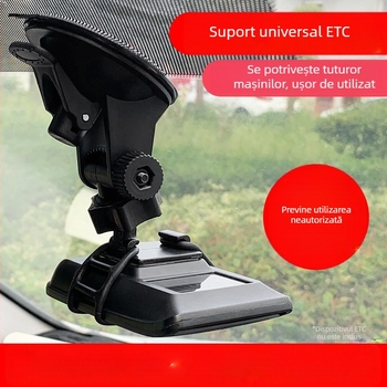 Suport ETC pentru mașină cu ventuză – Plastic, Stil minimalist (Model: Suport ETC cu ventuză pentru mașină; Material: Plastic; Stil: Minimalist; Personalizare: Disponibilă)