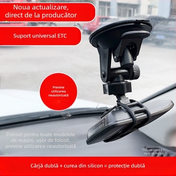 Suport ETC pentru mașină cu ventuză – Plastic, Stil minimalist (Model: Suport ETC cu ventuză pentru mașină; Material: Plastic; Stil: Minimalist; Personalizare: Disponibilă)