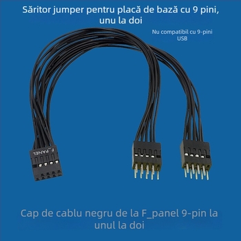 Cablu jumper pentru placă de bază desktop (9 pini, divizor 1-2 pentru panoul frontal, control dual, 20 cm lungime)