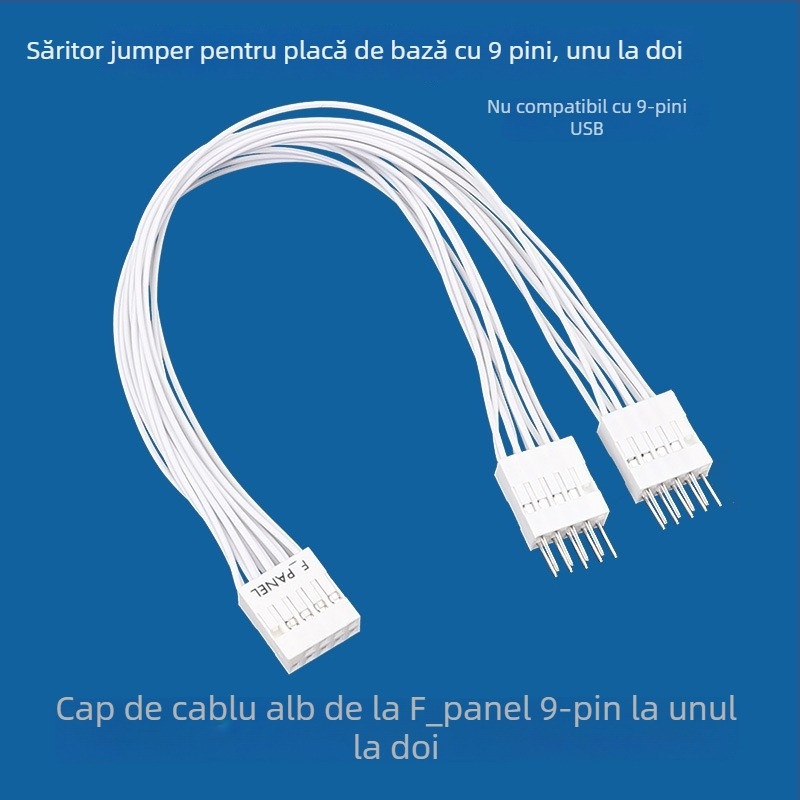 Cablu jumper pentru placă de bază desktop (9 pini, divizor 1-2 pentru panoul frontal, control dual, 20 cm lungime)