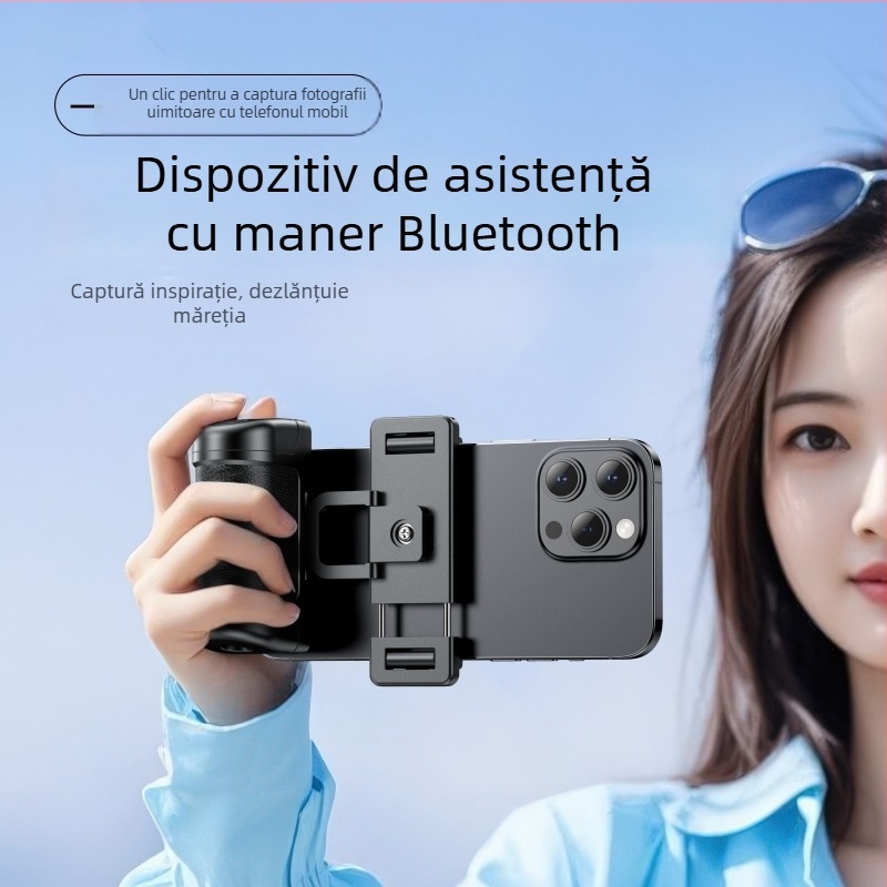 Stabilizator pentru telefon, mini baston pentru selfie – portabil, pentru exterior, telecomandă, Bluetooth, plastic
