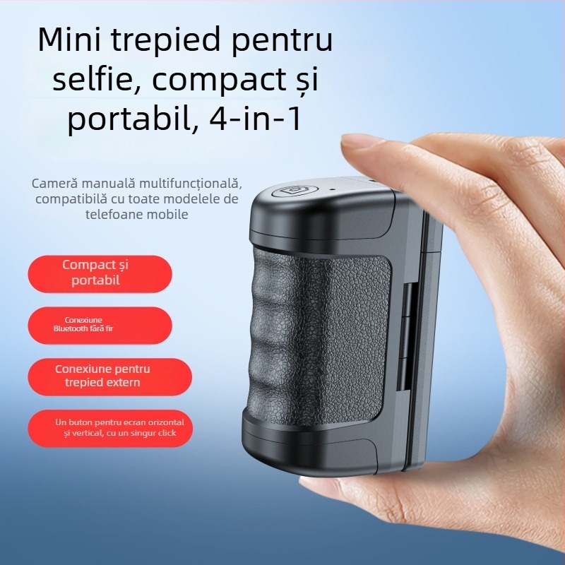 Stabilizator pentru telefon, mini baston pentru selfie – portabil, pentru exterior, telecomandă, Bluetooth, plastic