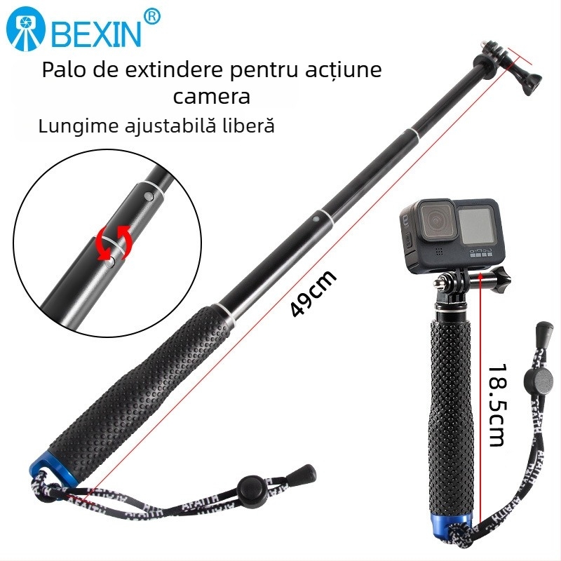 Selfie stick, aluminiu, 4 secțiuni, sarcină 2–5 kg, pentru Motion Camera