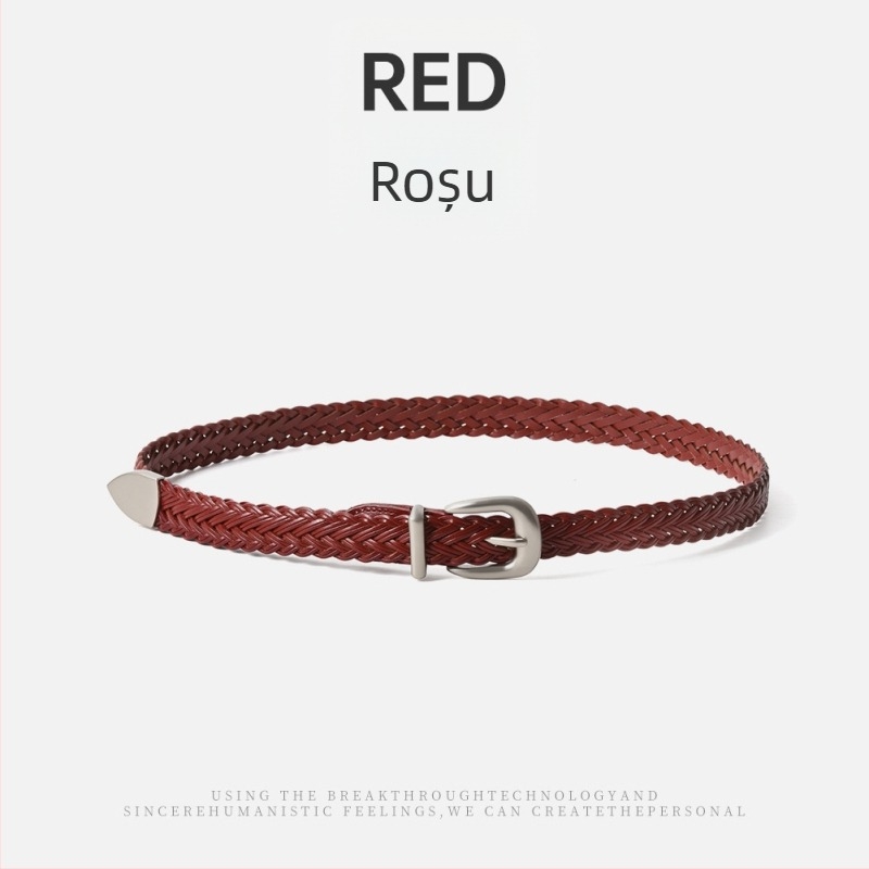 Centură feminină împletită, vintage, cu cataramă din aliaj, piele artificială, placare electrolitică, Bai zizao