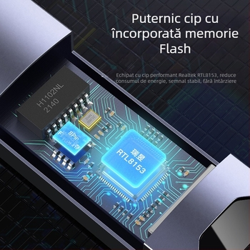 Adaptor USB 3.0 la RJ45, Ethernet Gigabit, carcasă din aluminiu, USB 2.0/3.0 compatibil, viteze 10/100/1000 Mbps