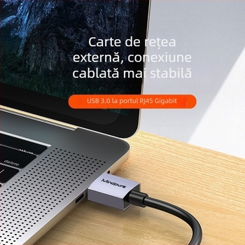 Adaptor USB 3.0 la RJ45, Ethernet Gigabit, carcasă din aluminiu, USB 2.0/3.0 compatibil, viteze 10/100/1000 Mbps