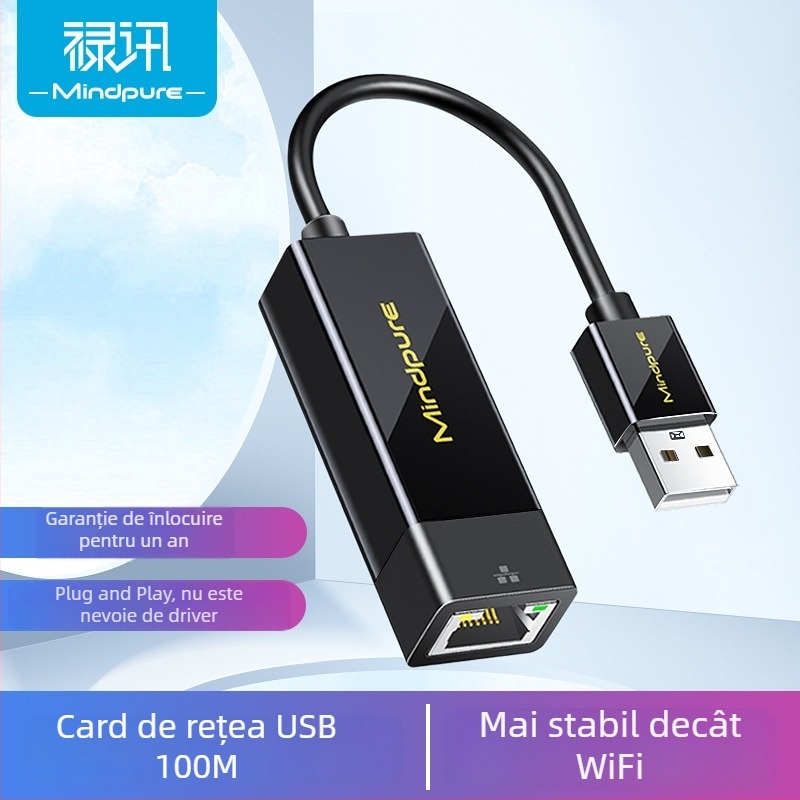 Adaptor USB 3.0 la RJ45, Ethernet Gigabit, carcasă din aluminiu, USB 2.0/3.0 compatibil, viteze 10/100/1000 Mbps