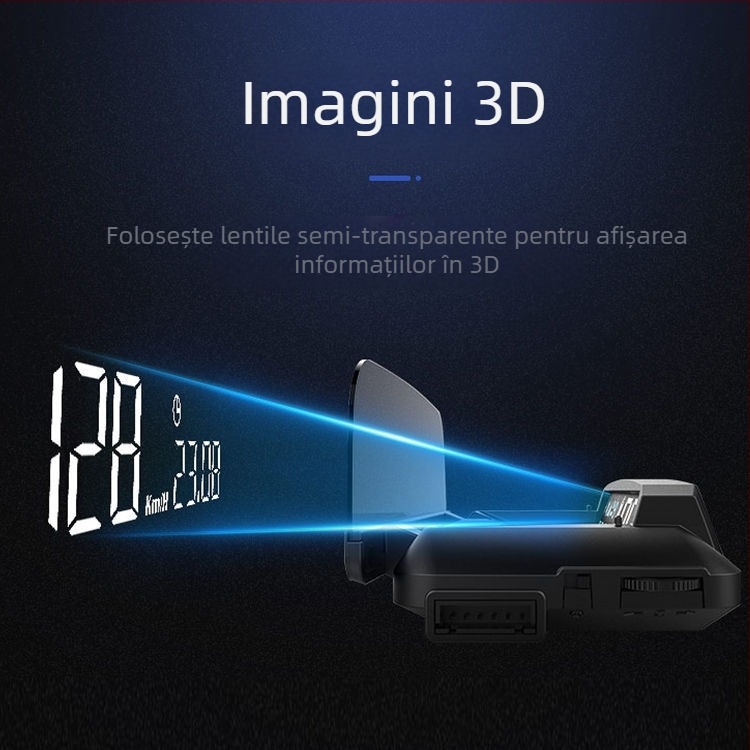 Afișaj Head-Up pentru mașină cu OBD, universal, multifuncțional, afișare viteză, consum de combustibil și timp