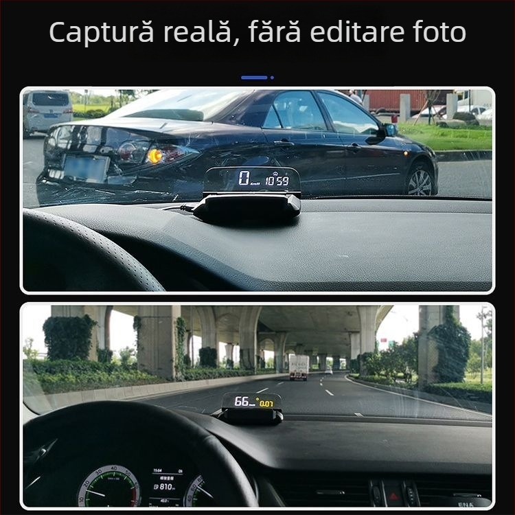 Afișaj Head-Up pentru mașină cu OBD, universal, multifuncțional, afișare viteză, consum de combustibil și timp