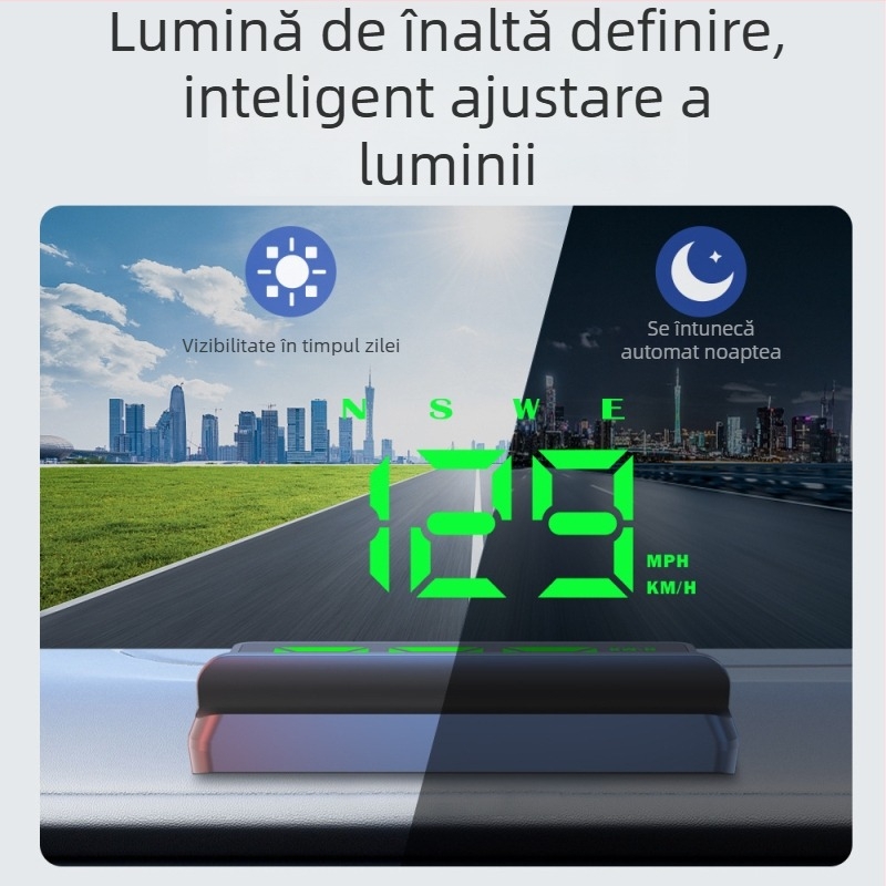 HUD pentru automobil – model W2s-green, alimentare USB, greutate 100 g, universal pentru toate modelele