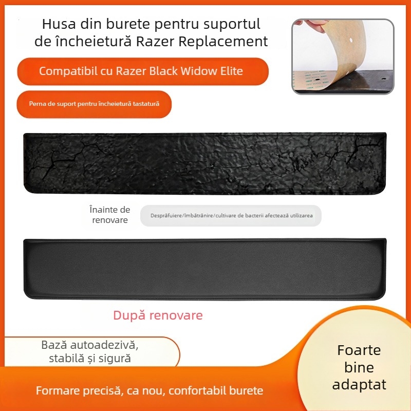 Suport pentru încheietura mâinii pentru tastatură Razer Black Widow Spider Elite Edition – piele, pentru gaming, 104 taste, ușor de curățat
