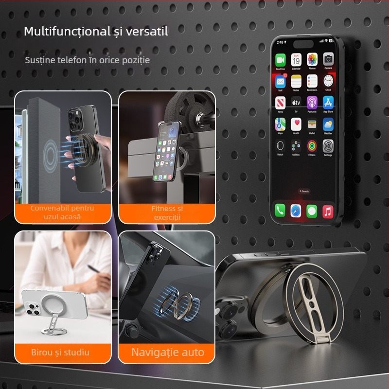 Q14 Suport dual magnetic pentru telefon – aliaj de zinc, design creativ