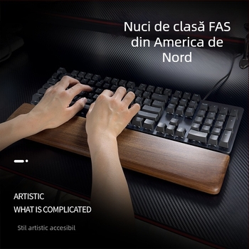 Suport pentru încheietura mâinii pentru tastatură mecanică – Lemn masiv, rezistent la uzură, sprijin confortabil pentru palmă și mouse, personalizabil