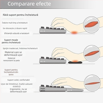 Suport pentru încheietura mâinii pentru tastatură mecanică – Lemn masiv, rezistent la uzură, sprijin confortabil pentru palmă și mouse, personalizabil