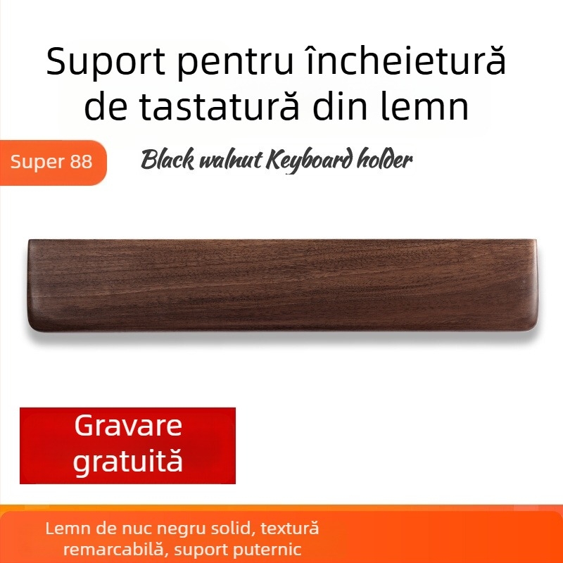 Suport pentru încheietura mâinii pentru tastatură mecanică – Lemn masiv, rezistent la uzură, sprijin confortabil pentru palmă și mouse, personalizabil