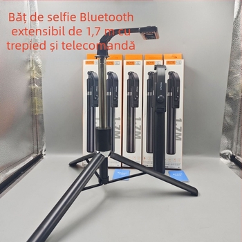 Selfie stick antișoc, 7 secțiuni, trepied podea 360°, oțel inox, Bluetooth, compatibil universal, până la 2 kg