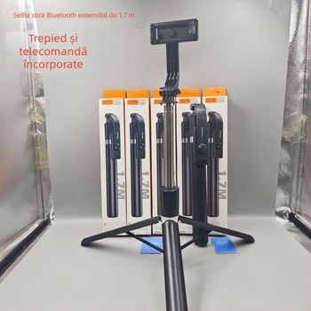 Selfie stick antișoc, 7 secțiuni, trepied podea 360°, oțel inox, Bluetooth, compatibil universal, până la 2 kg