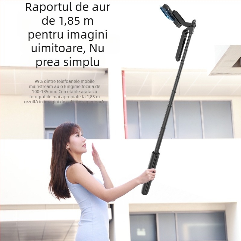 P530 selfie stick metal cu trepied, telecomandă Bluetooth, stabilizator și iluminare