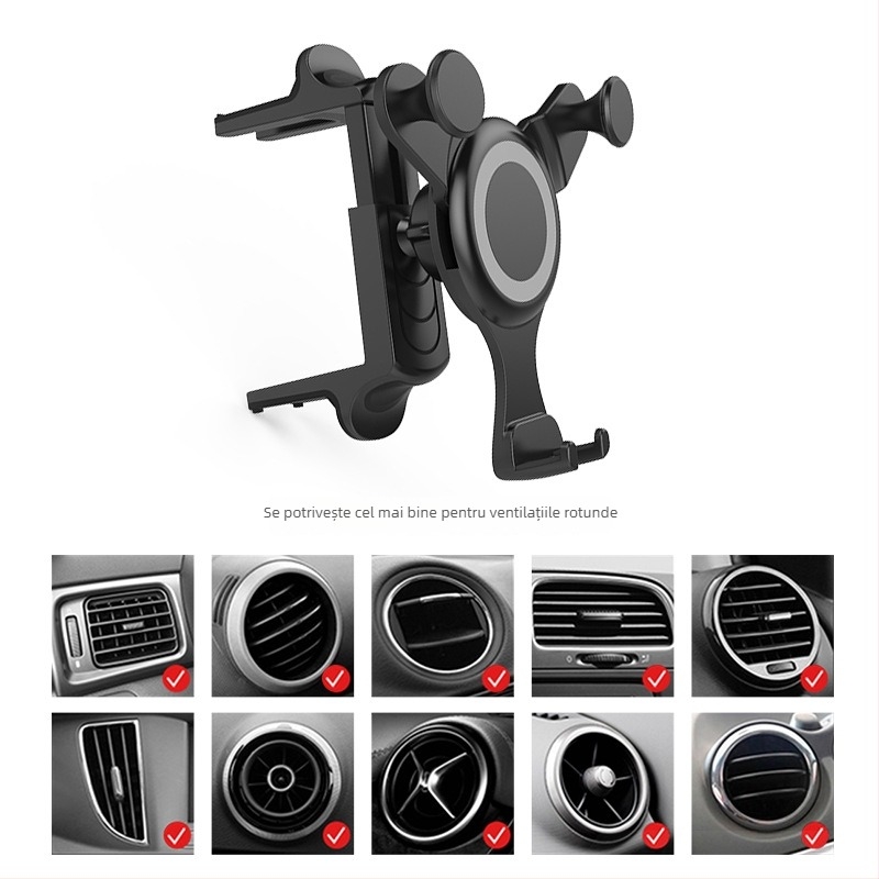 KF001 Suport auto pentru telefon cu senzor de greutate și clips pentru ventilație, universal, ABS + gel de silice