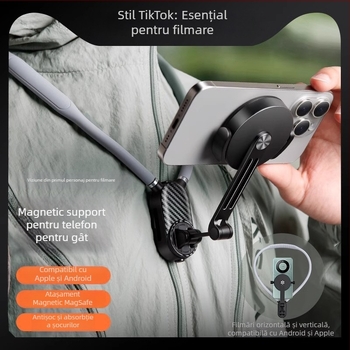 Hot Wheat suport pentru telefon deasupra capului pentru filmări POV – stabilizare magnetică, corp din aliaj, pentru streaming în aer liber