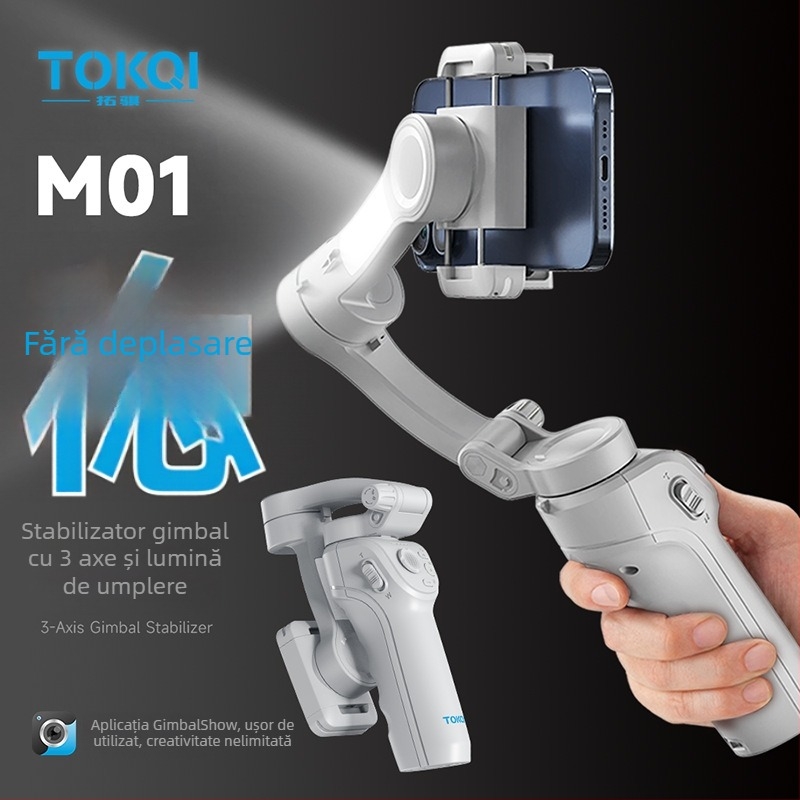 TOKQI M01 Gimbal de mână cu trei axe, Urmărire Facială și Bluetooth