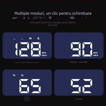 W2s HUD Head-Up Display pentru mașină — alimentare USB, universal, 152 g, busolă Beidou GPS