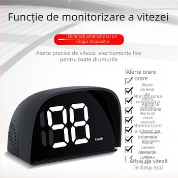 HUD radar de viteză pentru mașină - afișare în timp real a vitezei, măsurare la semafoare, reamintire stație de carburanți - Model Y01, alimentare USB, precizie 1.0, 24V