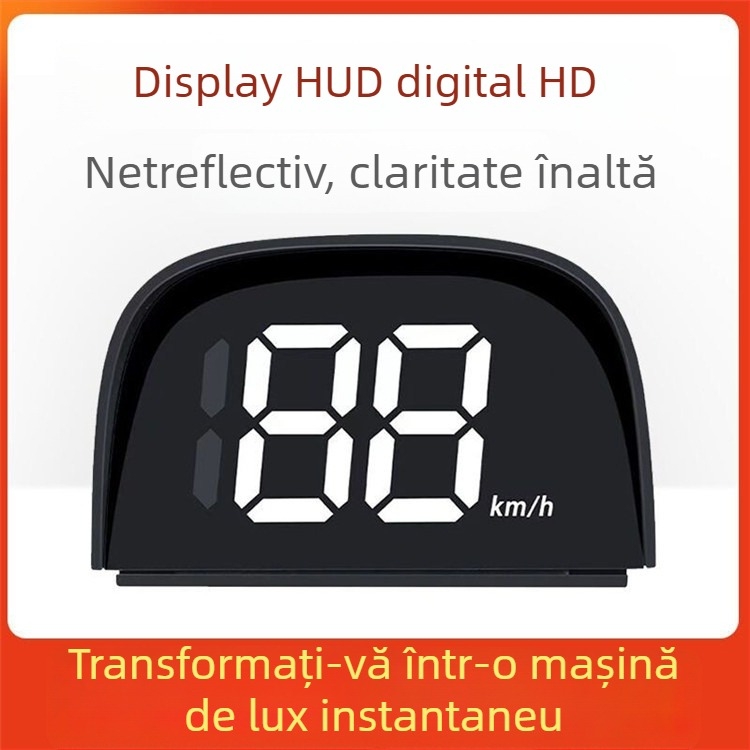 HUD radar de viteză pentru mașină - afișare în timp real a vitezei, măsurare la semafoare, reamintire stație de carburanți - Model Y01, alimentare USB, precizie 1.0, 24V