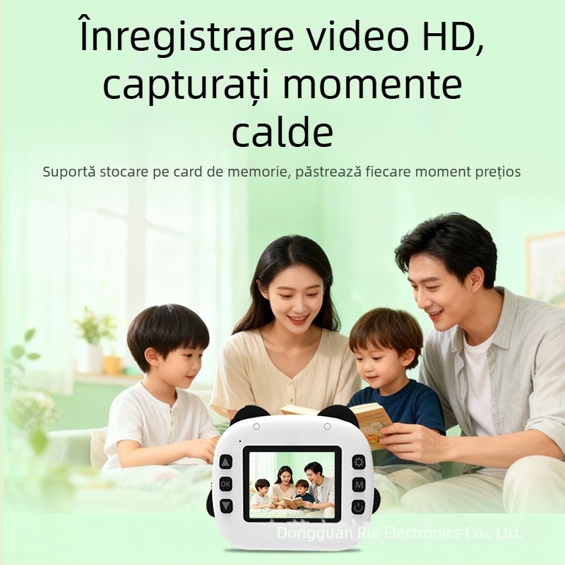 Cameră pentru copii cu imprimare instantanee, fotografii și videoclipuri, imprimă direct de pe telefon prin WiFi (Model KX-13, ecran LCD de 2,4 inchi, 12MP, autonomie baterie 3h)