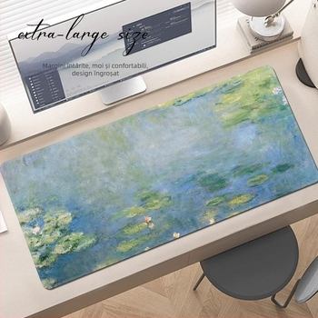 Monet Water Lily Padă de birou cu suport pentru încheietură — Cauciuc natural, Transfer de căldură, Imprimare logo: Da