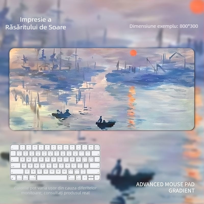 Monet Water Lily Padă de birou cu suport pentru încheietură — Cauciuc natural, Transfer de căldură, Imprimare logo: Da