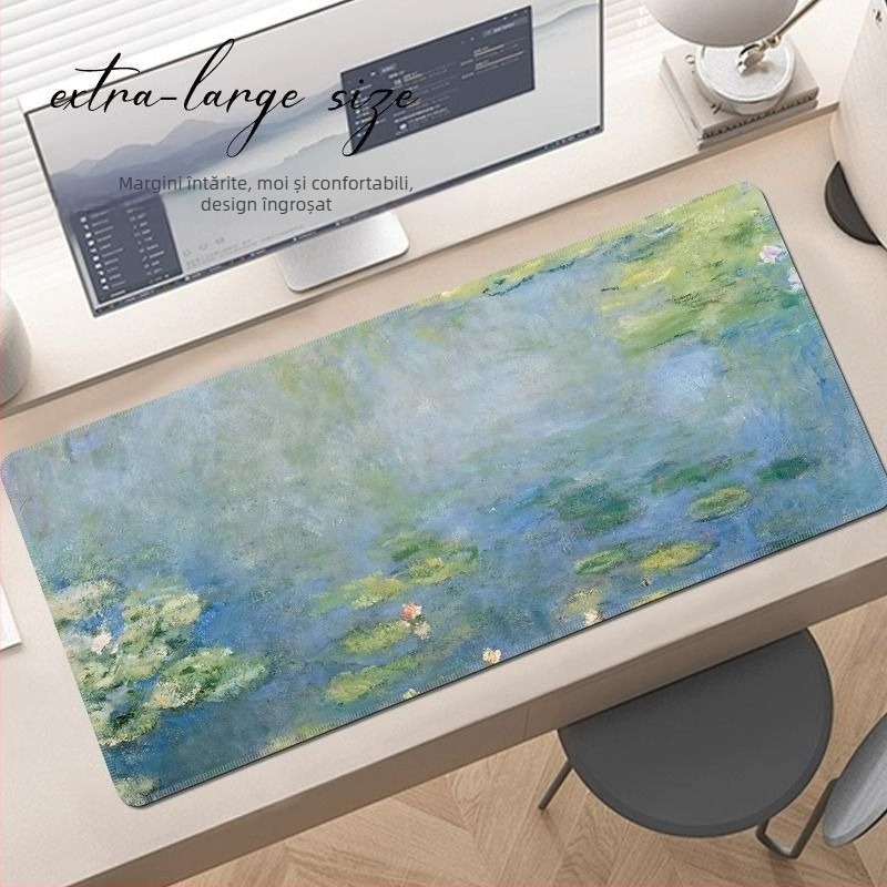 Monet Water Lily Padă de birou cu suport pentru încheietură — Cauciuc natural, Transfer de căldură, Imprimare logo: Da