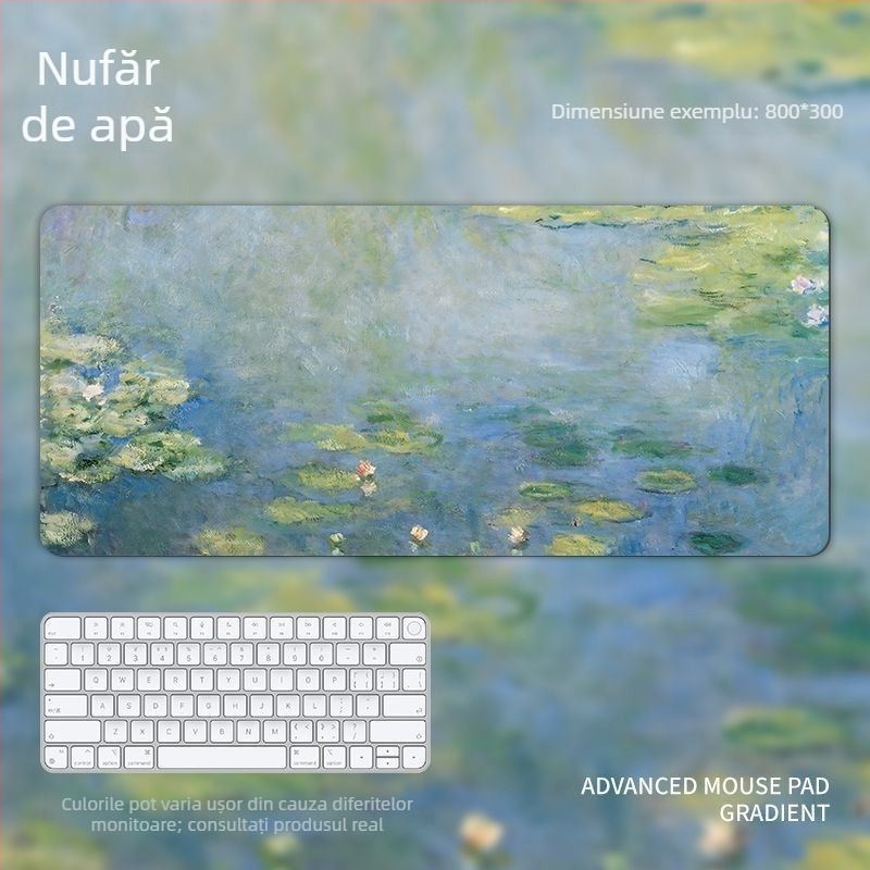 Monet Water Lily Padă de birou cu suport pentru încheietură — Cauciuc natural, Transfer de căldură, Imprimare logo: Da