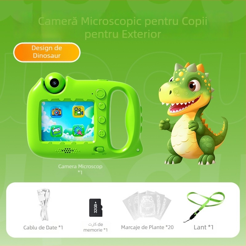Green Horse Q4 Cameră Portabilă pentru Copii — Microscop, 40MP+, Ecran LCD 2.0, TF Card, Video și Foto