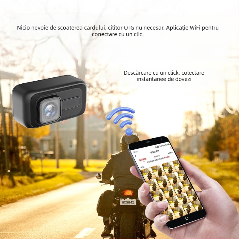 MT100 Cameră portabilă de bord pentru motociclete și vehicule electrice, Cameră de acțiune 2K, stocare pe card TF, Carcasă ABS, 90 g
