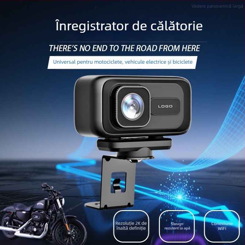 MT100 Cameră portabilă de bord pentru motociclete și vehicule electrice, Cameră de acțiune 2K, stocare pe card TF, Carcasă ABS, 90 g