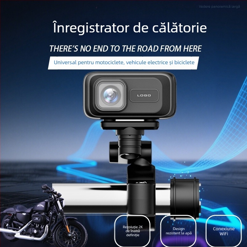 MT100 Cameră portabilă de bord pentru motociclete și vehicule electrice, Cameră de acțiune 2K, stocare pe card TF, Carcasă ABS, 90 g