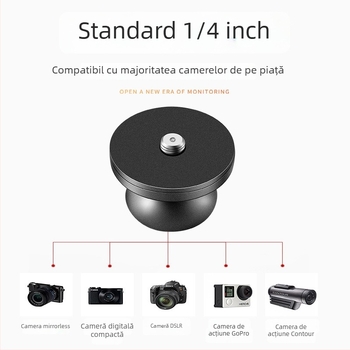 Suport auto pentru camere — universal, aliaj de aluminiu, model 1002 (Tip: suport auto; Material: aliaj de aluminiu; Model: 1002; Compatibil: universal)