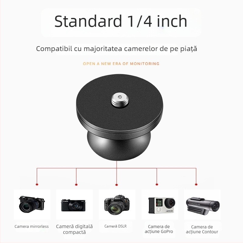 Suport auto pentru camere — universal, aliaj de aluminiu, model 1002 (Tip: suport auto; Material: aliaj de aluminiu; Model: 1002; Compatibil: universal)