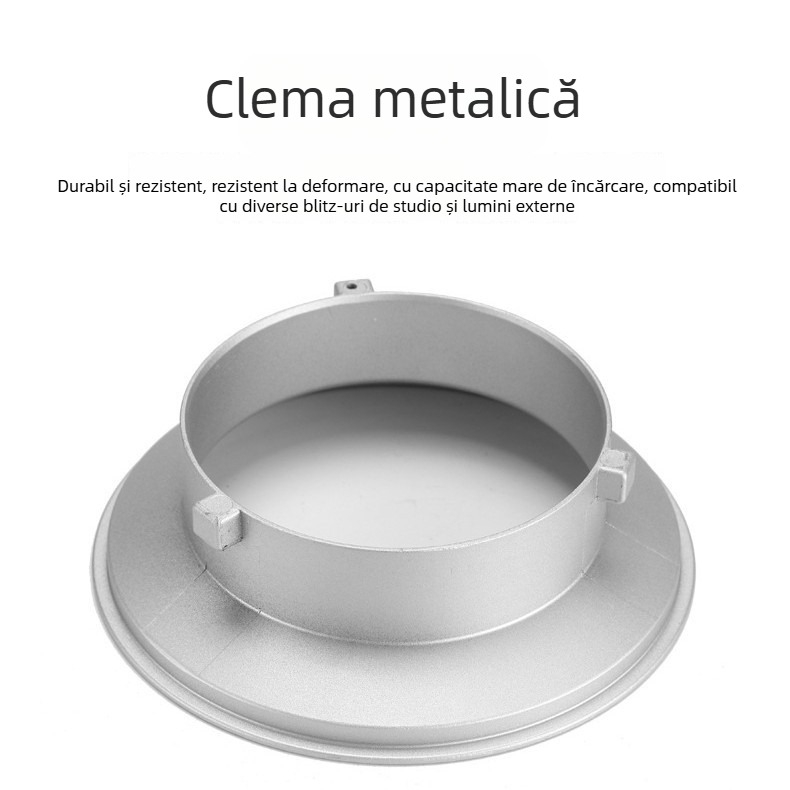 Softbox de lumină moale cu montură Baorong tip bajonet; cadru din aliaj de aluminiu; sarcină maximă 2-5 kg; greutate 1,2 kg