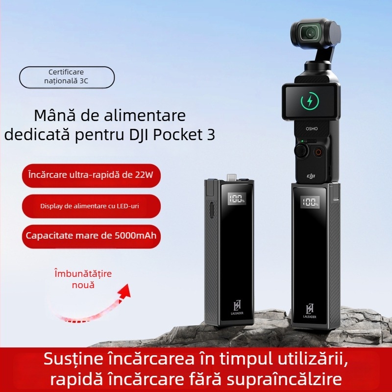 Mâner Baterie pentru DJI Pocket 3, 5000mAh, Încărcare Rapidă 22W, 3C Certificat