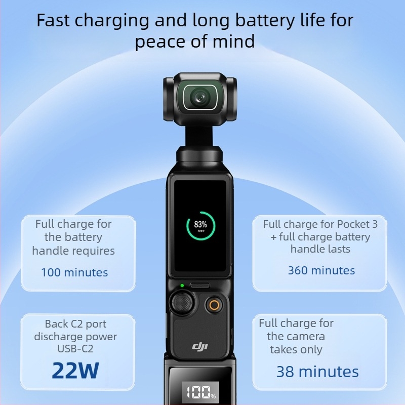 Mâner Baterie pentru DJI Pocket 3, 5000mAh, Încărcare Rapidă 22W, 3C Certificat