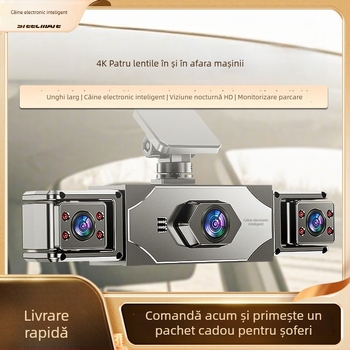 Iron General dash cam 4K Ultra-Clear cu înregistrare panoramică 360°, unghi de vizualizare 170°, ecran de 3,0 inch, monitorizare parcare și vedere de noapte îmbunătățită